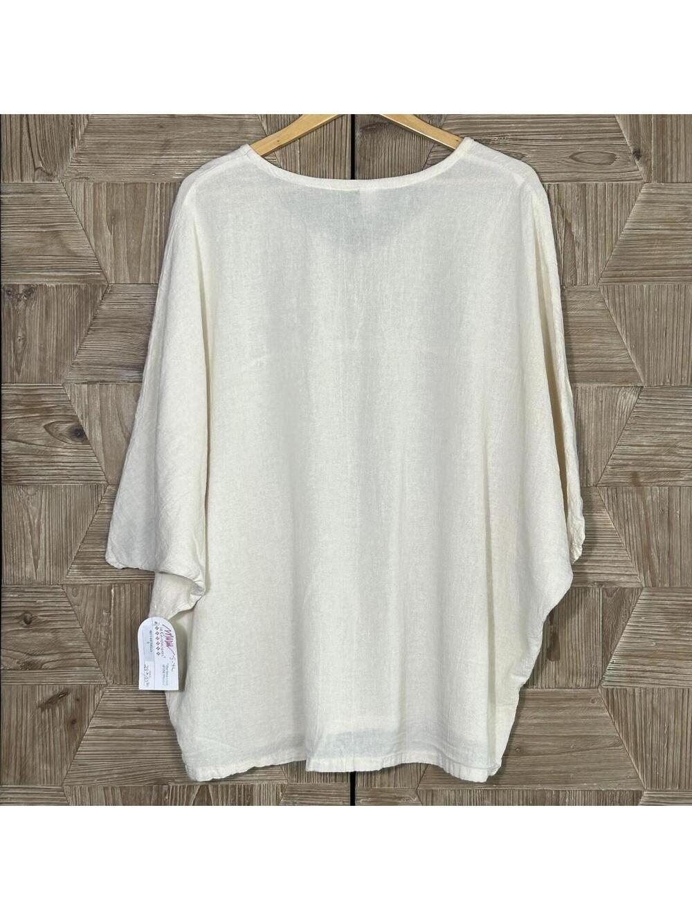 Minimalist Boho Cream Dolman Sleeve Knit Top Small Blouse Pullover Cottagecore - Picture 3 of 4